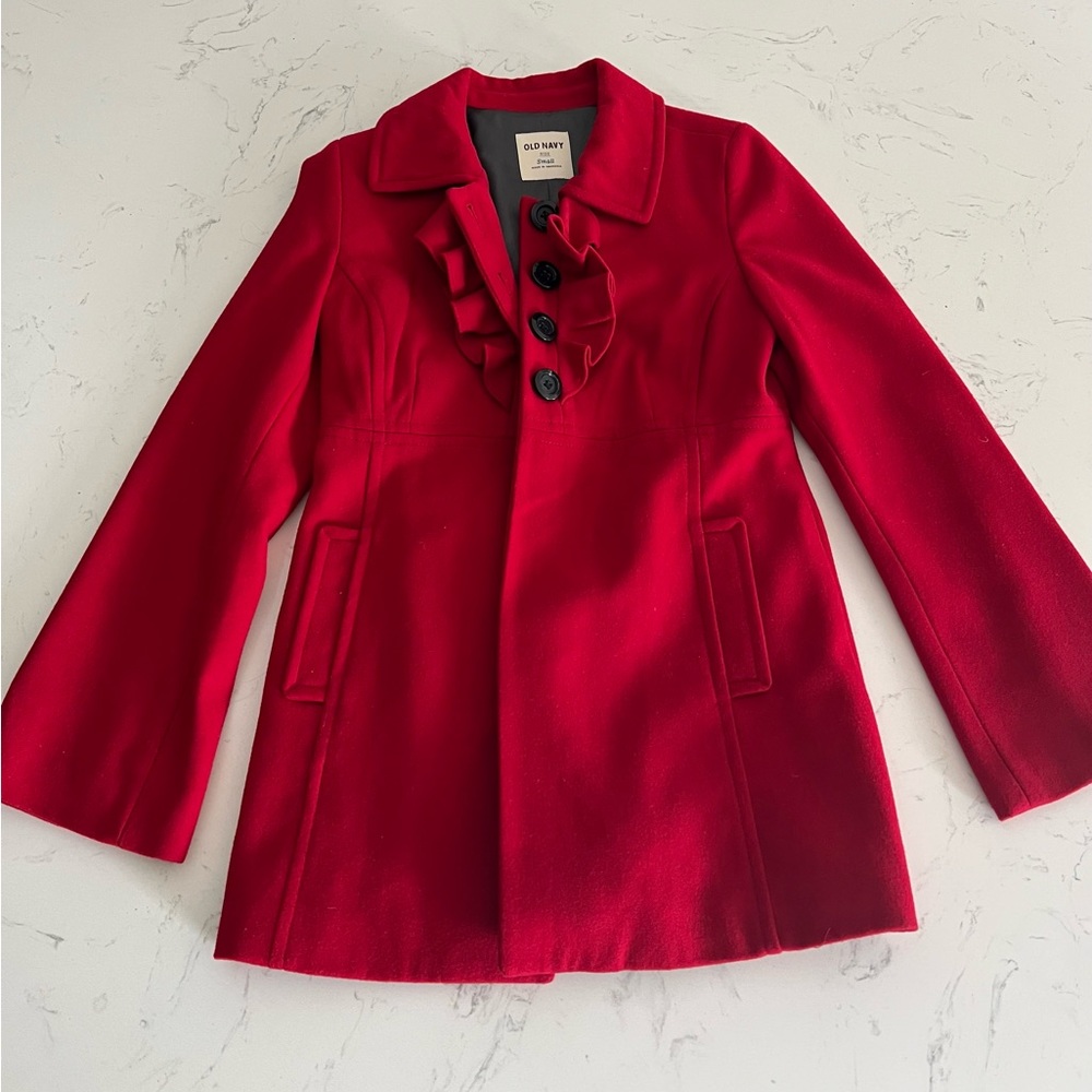 Women’s red pea coat old navy